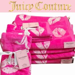 Juicy Couture Home JC Lips Logo Oversized Plush Bath & Hand Towel Set